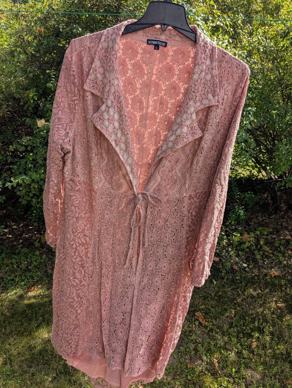 THE PYRAMID COLLECTION Dusty Rose Lace Duster, Wmn Sz 1X, EUC!!!